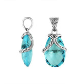 AP-6267-BT Sterling Silver Pendant With Blue Topaz Q. Jewelry Bali Designs Inc